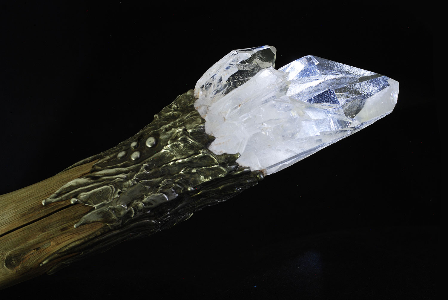 Quartz Cluster with Labradorite Wood Sceptre